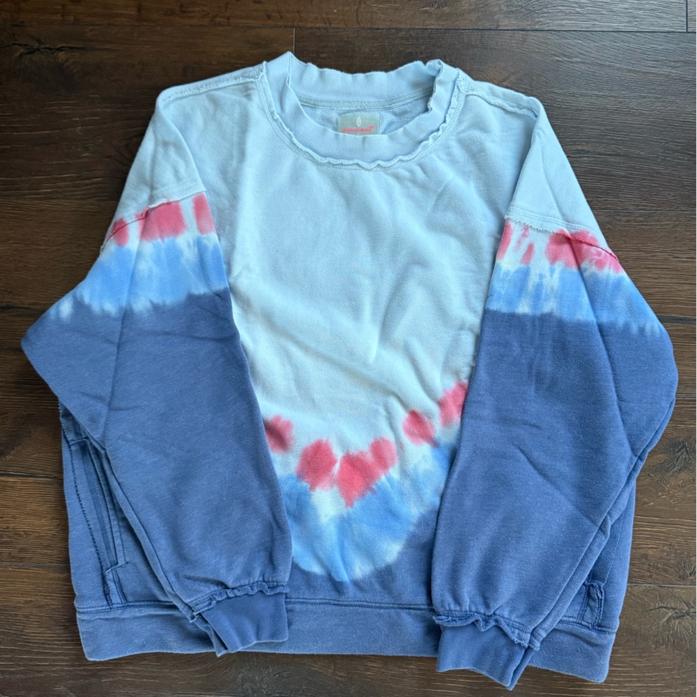 FP Movement by Free People Blue and Red Tie-Dye Sweatshirt